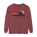 Vermont Long Sleeve T-Shirt Retro Mountain, Unisex Vermont Unisex Garment-dyed Long Sleeve T-Shirt-3