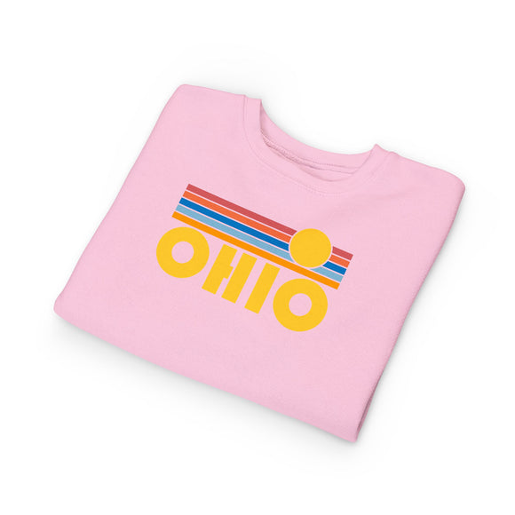 Ohio Toddler Sweatshirt - Retro Sun Ohio Toddler Crewneck Sweatshirt