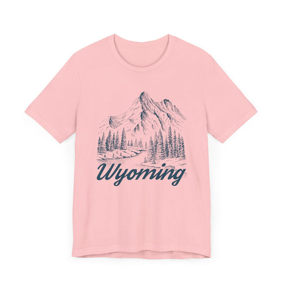 Wyoming Graphic Tee - Mountain Illustration Wyoming T Shirt