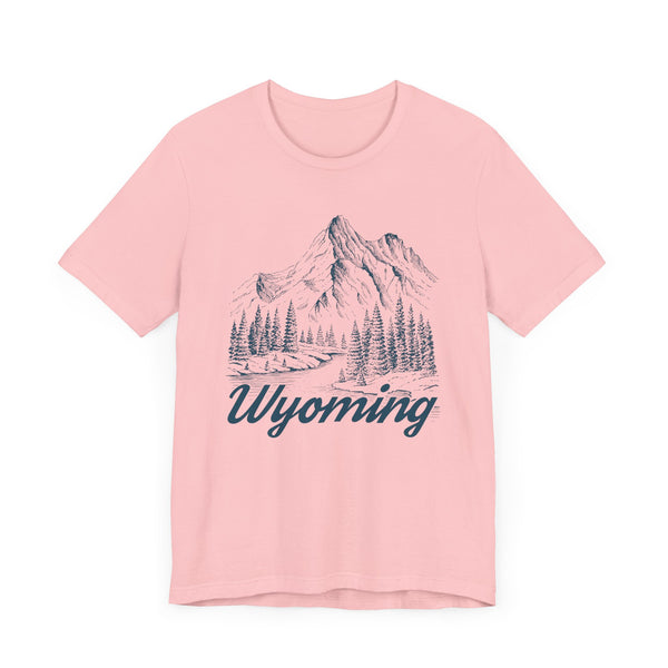 Wyoming Graphic Tee - Mountain Illustration Wyoming T Shirt