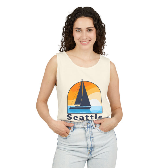 Seattle, Washington Sailboat Tank Top | Comfort Colors 100% Cotton