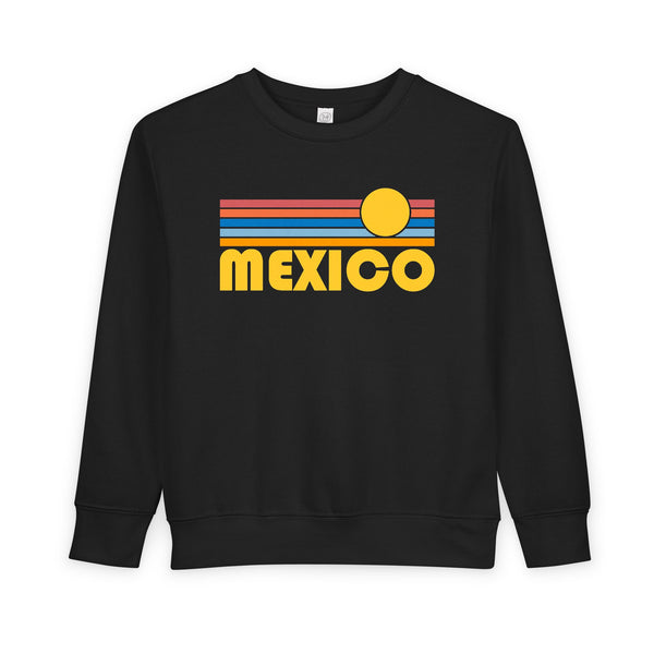 Mexico Toddler Sweatshirt - Retro Sun Mexico Toddler Crewneck Sweatshirt