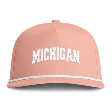Buy peachy Michigan Embroidered Rope Hat - Vintage Sunwashed Rope Cap, Comfort Colors