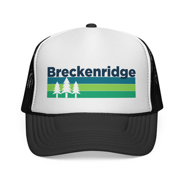 Breckenridge, Colorado Retro Trees Trucker Hat - Vintage Style Breckenridge Cap