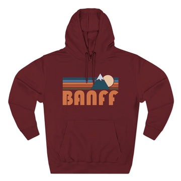 Buy burgundy Banff, Canada Hoodie - Retro Mountain Unisex Sweatshirt
