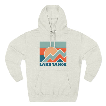 Buy oatmeal-heather Lake Tahoe, California Hoodie - Retro Mountain Unisex Sweatshirt
