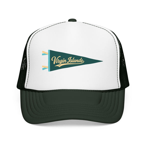 Virgin Islands National Park Pennant Trucker Hat — Vintage Foam Mesh Cap