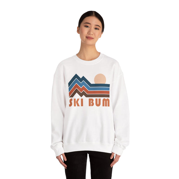 Ski Bum Sweatshirt Retro Mountains, Ski Bum Unisex Graphic Crewneck
