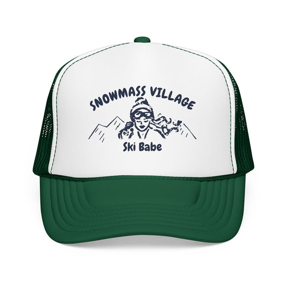 Snowmass Village, Colorado Ski Babe Trucker Hat — Foam Mesh Cap