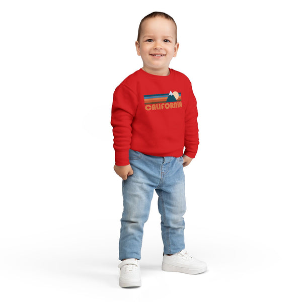 California Toddler Sweatshirt - Retro Mountain California Toddler Crewneck Sweatshirt