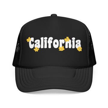 California Foam Trucker Hat — Retro Daisy Logo Mesh Cap - 0