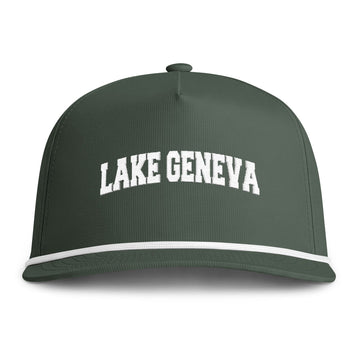 Buy moss Lake Geneva, Wisconsin Embroidered Rope Hat - Vintage Sunwashed Rope Cap, Comfort Colors