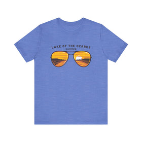 Buy heather-columbia-blue Lake of the Ozarks, Missouri T Shirt - Sunglasses Lake Graphic Tee