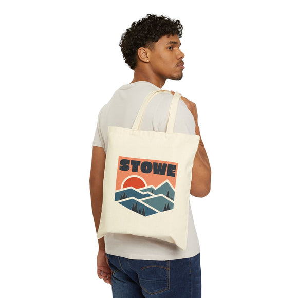 Stowe, Vermont Cotton Canvas Tote Bag - 15" x 16"