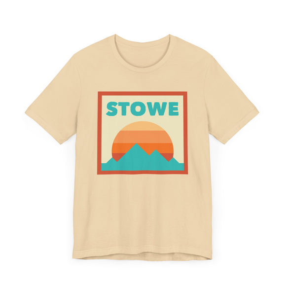 Retro Stowe, Vermont T-Shirt, Mountain Sun Tee, Unisex Graphic Shirt, Vintage Stowe, Vermont Top, Outdoor Adventure Clothing