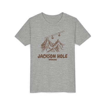 Buy athletic-heather Jackson Hole, Wyoming Youth T-Shirt — Vintage Gondola Ski Mountain Tee