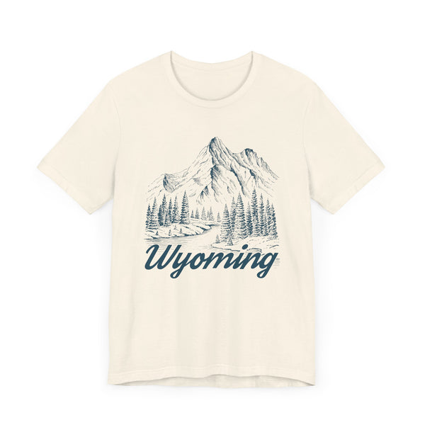 Wyoming Graphic Tee - Mountain Illustration Wyoming T Shirt