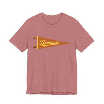 Buy heather-mauve Badlands National Park Pennant T-Shirt — Vintage Camp Flag Tee
