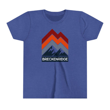 Buy heather-true-royal Breckenridge, Colorado Youth Shirt - Retro Mountain Breckenridge Kid's T-Shirt - Chevron Peaks