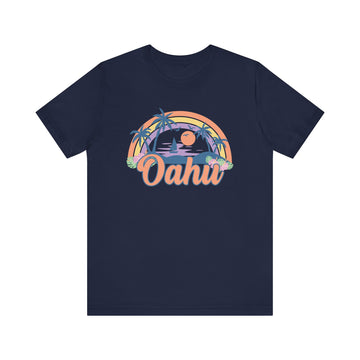 Buy navy Oahu, Hawaii T-Shirt - Retro Beach Unisex Oahu Shirt