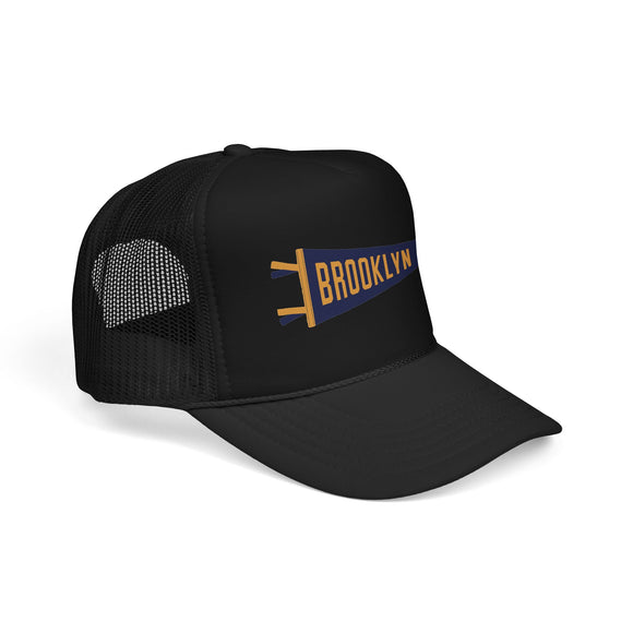 Brooklyn, New York Pennant Trucker Hat — Retro Flag Foam Cap