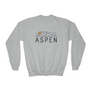 Aspen, Colorado Youth Sweatshirt - Unisex Kid's Aspen Crewneck Sweatshirt-1