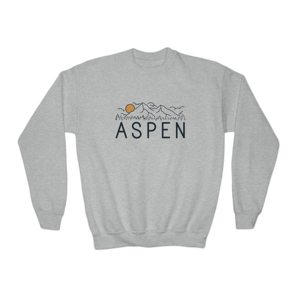 Aspen, Colorado Youth Sweatshirt - Unisex Kid's Aspen Crewneck Sweatshirt