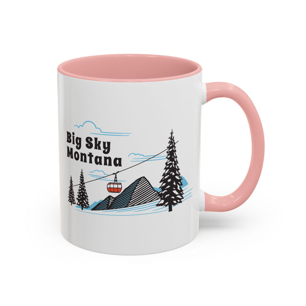 Big Sky, Montana Retro Snow Skiing Mountain 11 oz Mug, Ski Lodge Decor Coffee Cup, Mountain Gondola  Lover Gift, Retro Skiing Mug