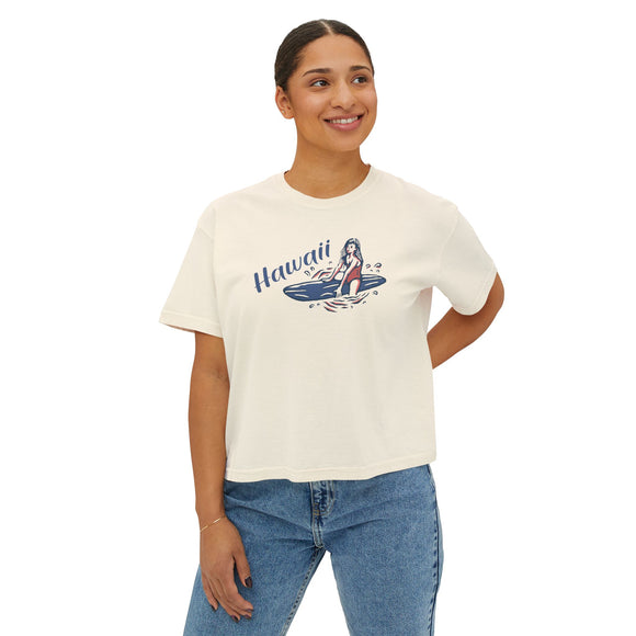 Hawaii Surfer Girl Tee | 100% Cotton Women's Boxy Tee