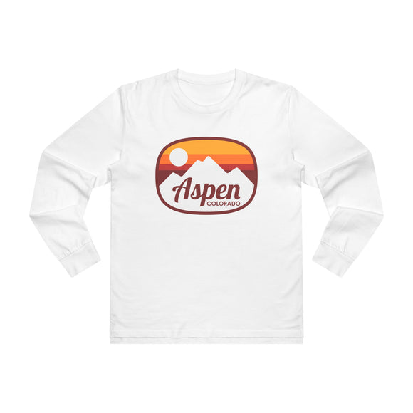 Aspen, Colorado Mens Base Long-sleeve Tee - Retro Ombre Heavy Weight Long Sleeve T-shirt