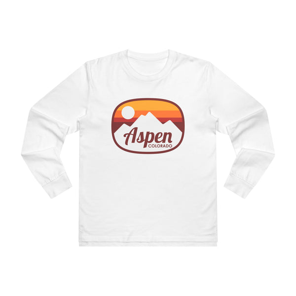 Aspen, Colorado Mens Base Long-sleeve Tee - Retro Ombre Heavy Weight Long Sleeve T-shirt