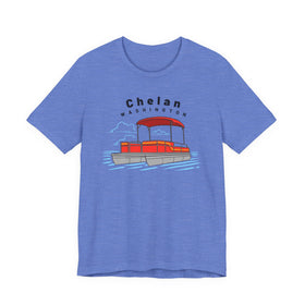 Buy heather-columbia-blue Chelan, Washington T Shirt - Pontoon Boat Tee