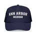 Kids Ann Arbor, Michigan Trucker Hat - Youth Snapback Cap on white background