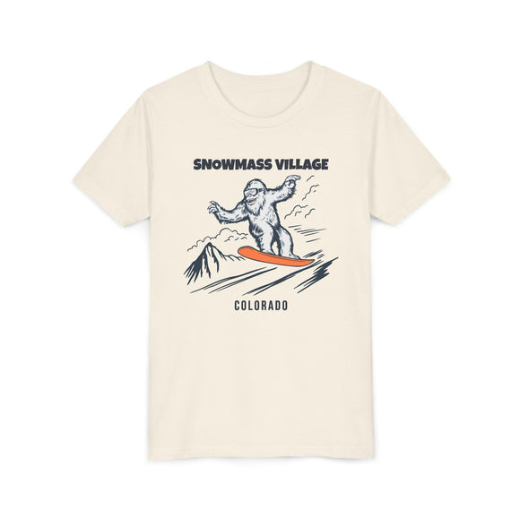 Snowmass Village, Colorado Yeti Snowboard Youth Tee - Kids Skiing Shirt