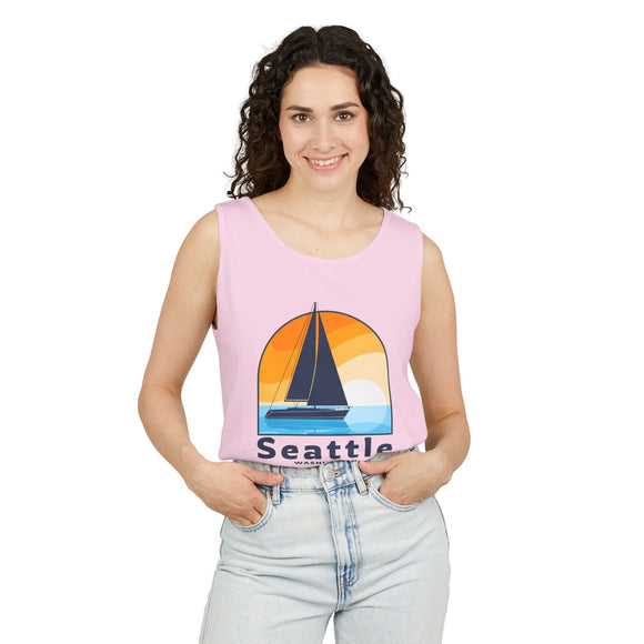 Seattle, Washington Sailboat Tank Top | Comfort Colors 100% Cotton