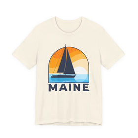 Maine T Shirt - Retro Sailboat Maine Tee - 0