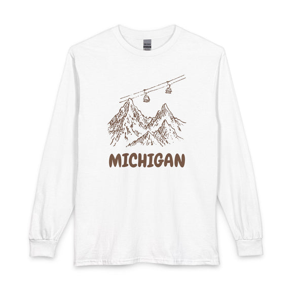Michigan Long Sleeve T-Shirt - Ski Mountain Gondola