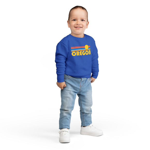 Oregon Toddler Sweatshirt - Retro Sun Oregon Toddler Crewneck Sweatshirt