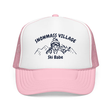 Snowmass Village, Colorado Ski Babe Trucker Hat — Foam Mesh Cap