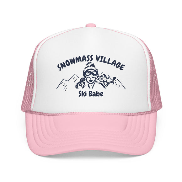 Snowmass Village, Colorado Ski Babe Trucker Hat — Foam Mesh Cap