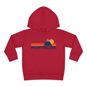 Buy vintage-red Montpelier, Vermont Toddler Hoodie - Unisex Mountain Montpelier Pullover Sweatshirt, Kids Hooded Jumper, Vermont Souvenir