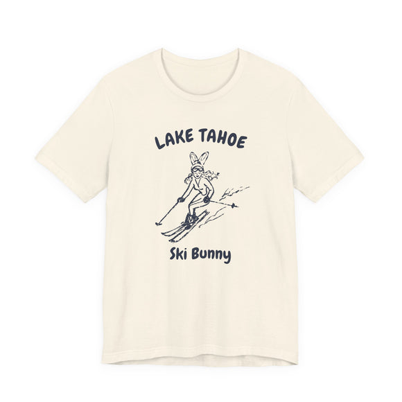 Lake Tahoe, California Ski Bunny T‑Shirt — Retro Skiing Graphic Tee