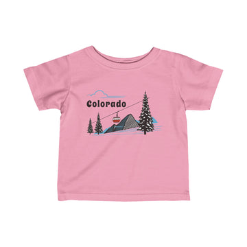 Colorado Mountain Gondola Baby Tee, Skiing Snowboarding Infant T-Shirt, Mountain Adventure Kids Top - 0