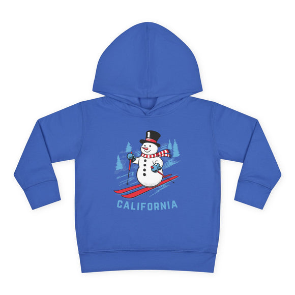 California Toddler Hoodie - Unisex Skiing Snowman California Sweatshirt