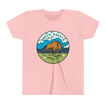 Buy pink North Dakota Youth T-Shirt - Unisex Kids North Dakota Shirt