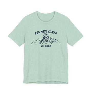 Buy heather-prism-mint Pennsylvania Ski Babe T‑Shirt - Retro Skiing Graphic Tee