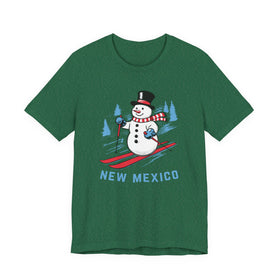 Buy heather-grass-green New Mexico T Shirt - Ski Snowman Graphic New Mexico Tee