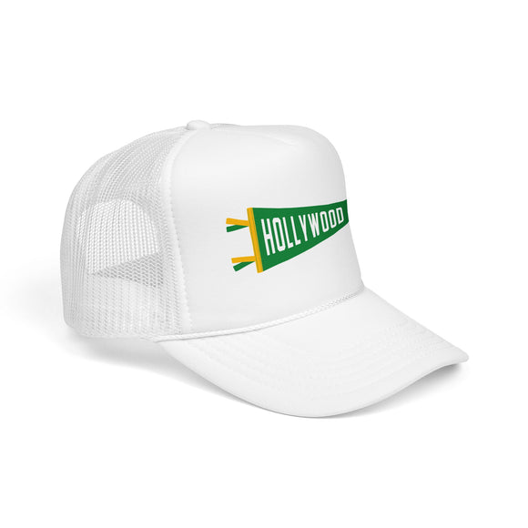 Hollywood, California Pennant Trucker Hat — Retro Flag Foam Cap