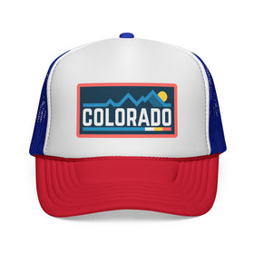 Colorado Retro Mountains Trucker Hat - Vintage Style Colorado Cap
