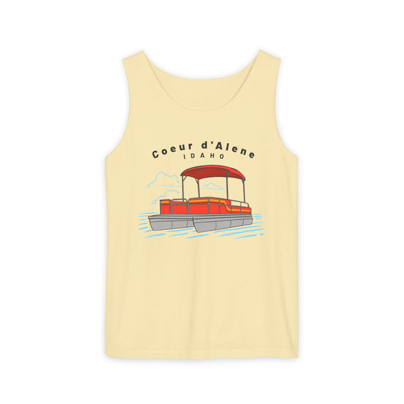 Coeur d'Alene, Idaho Tank Top Unisex - Pontoon Boat - Comfort Colors - 100% Cotton
